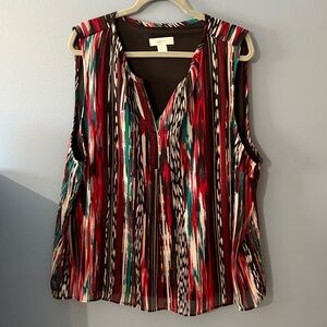CJ Banks Colorful Striped Sleeveless Blouse